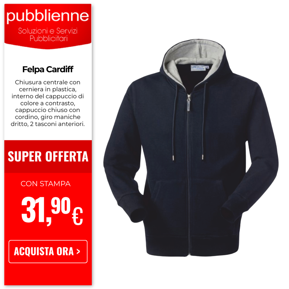 Felpa Cardiff personalizzato con logo - Pubblienne