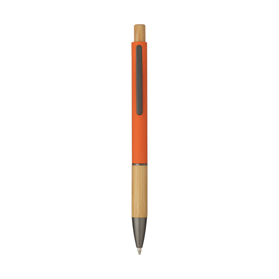 5695 Eloisa - Penna Sfera Soft Touch In Alluminio E Bamboo personalizzato con logo - Pubblienne