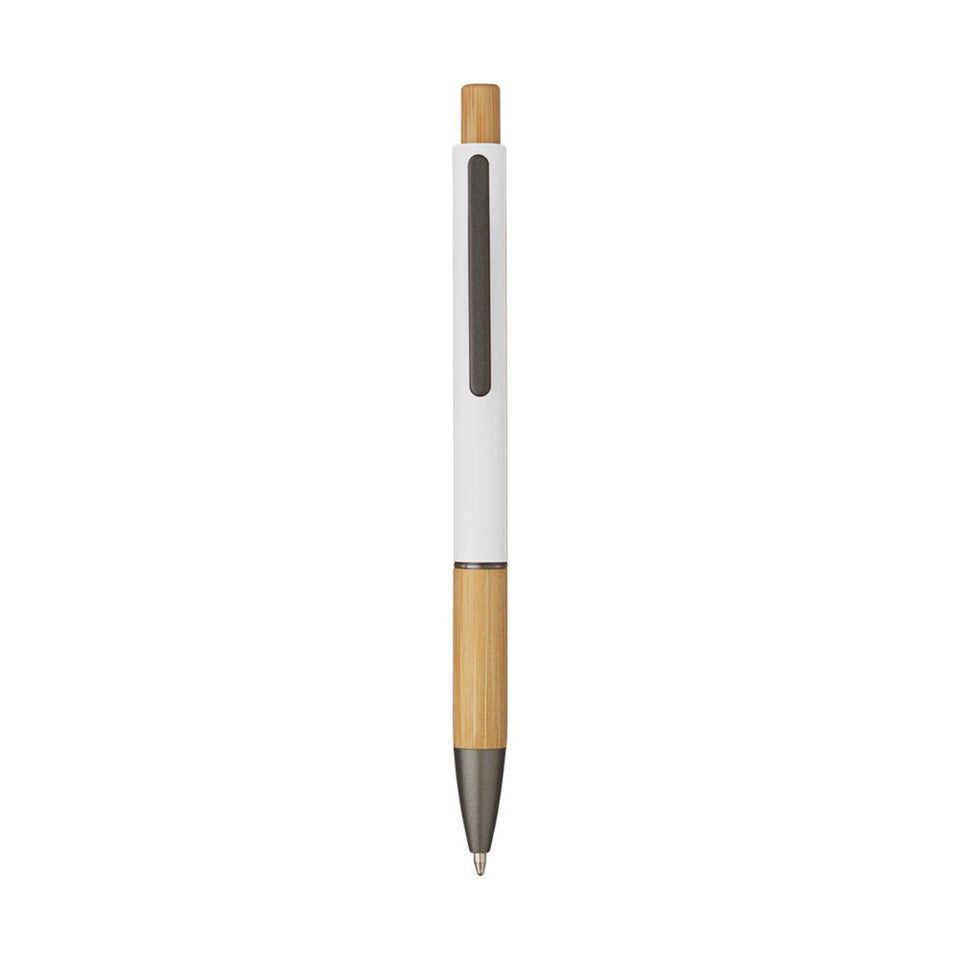 5695 Eloisa - Penna Sfera Soft Touch In Alluminio E Bamboo personalizzato con logo - Pubblienne