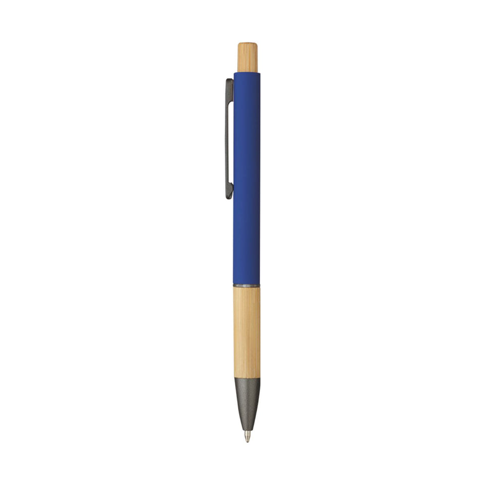 5695 Eloisa - Penna Sfera Soft Touch In Alluminio E Bamboo personalizzato con logo - Pubblienne
