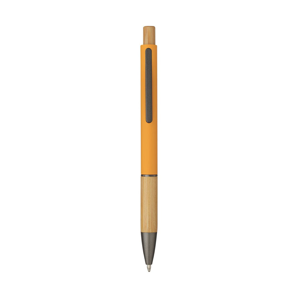 5695 Eloisa - Penna Sfera Soft Touch In Alluminio E Bamboo personalizzato con logo - Pubblienne