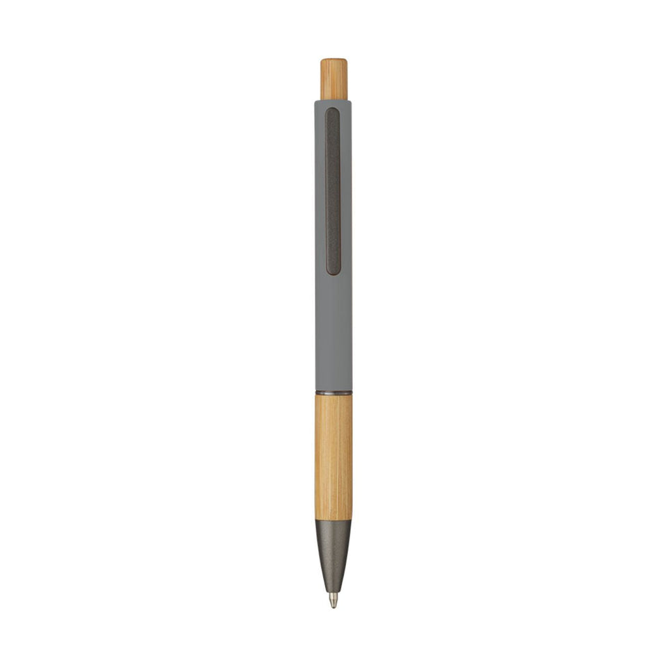 5695 Eloisa - Penna Sfera Soft Touch In Alluminio E Bamboo personalizzato con logo - Pubblienne
