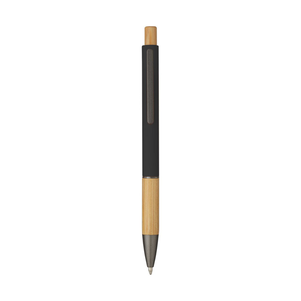 5695 Eloisa - Penna Sfera Soft Touch In Alluminio E Bamboo personalizzato con logo - Pubblienne