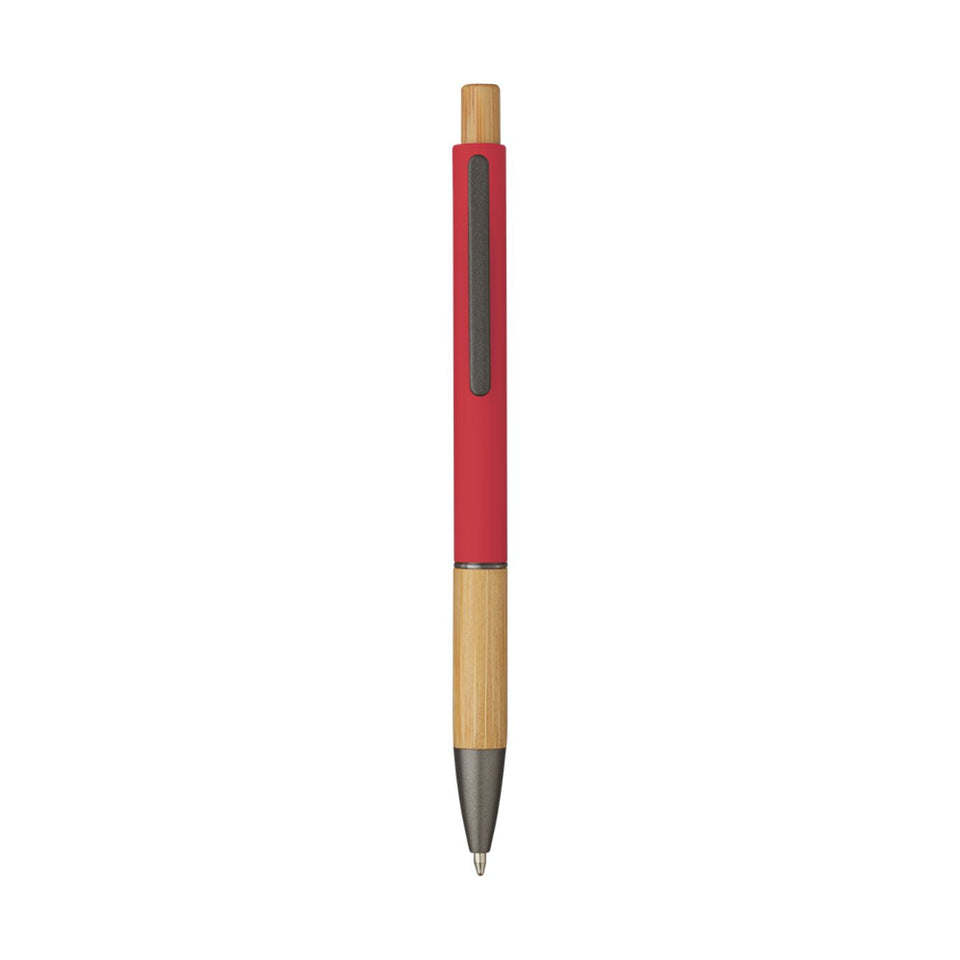 5695 Eloisa - Penna Sfera Soft Touch In Alluminio E Bamboo personalizzato con logo - Pubblienne