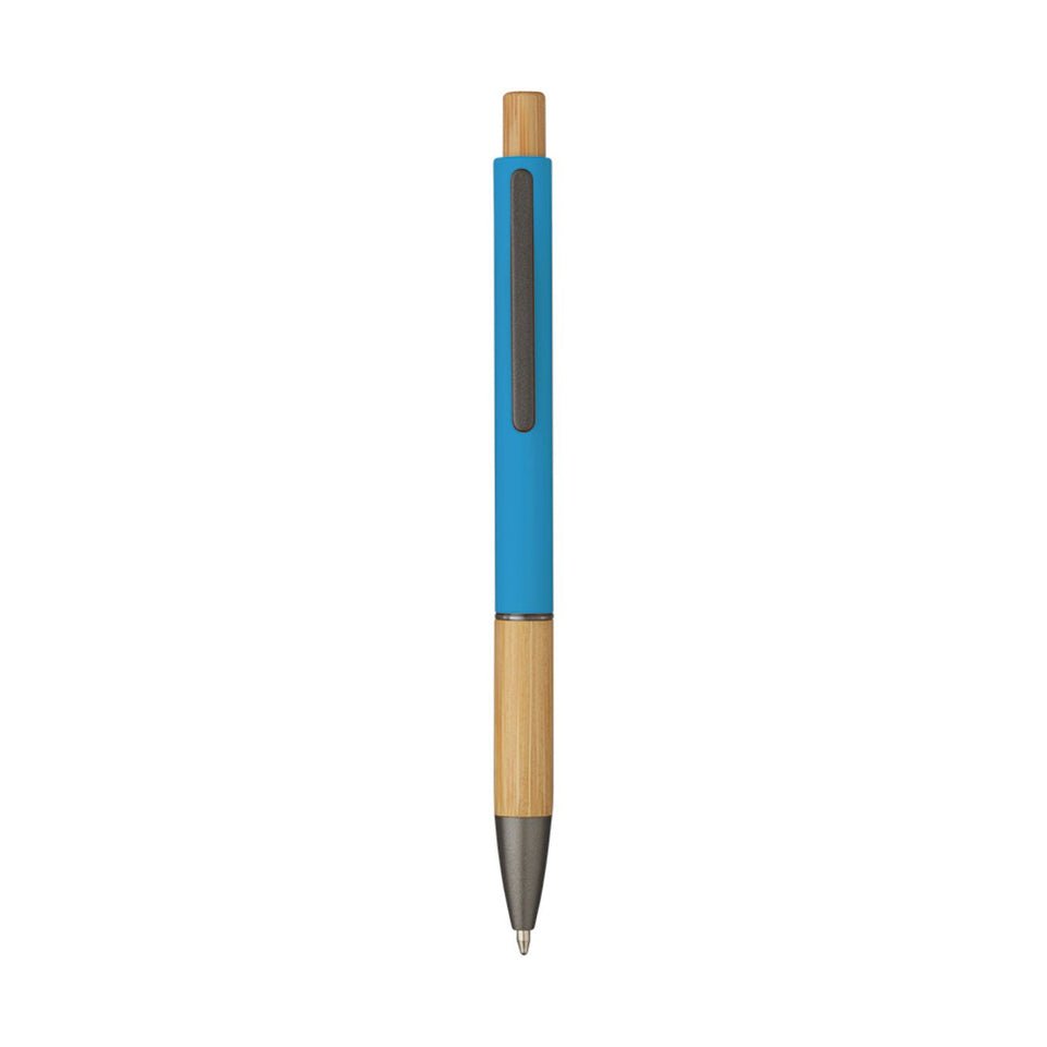 5695 Eloisa - Penna Sfera Soft Touch In Alluminio E Bamboo personalizzato con logo - Pubblienne