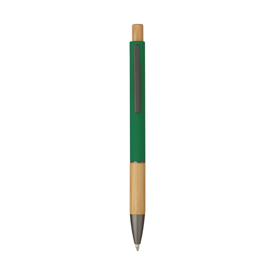 5695 Eloisa - Penna Sfera Soft Touch In Alluminio E Bamboo personalizzato con logo - Pubblienne