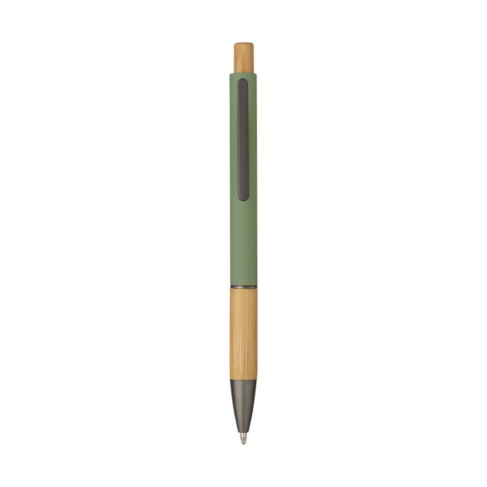 5695 Eloisa - Penna Sfera Soft Touch In Alluminio E Bamboo personalizzato con logo - Pubblienne
