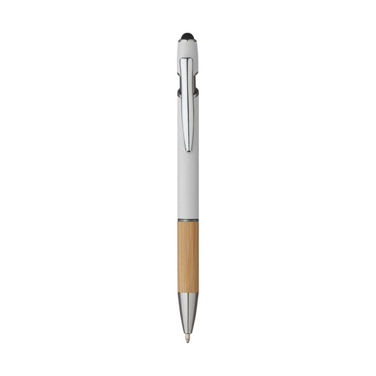 5698 Iris - Penna Sfera Soft Touch In Alluminio E Bamboo personalizzato con logo - Pubblienne