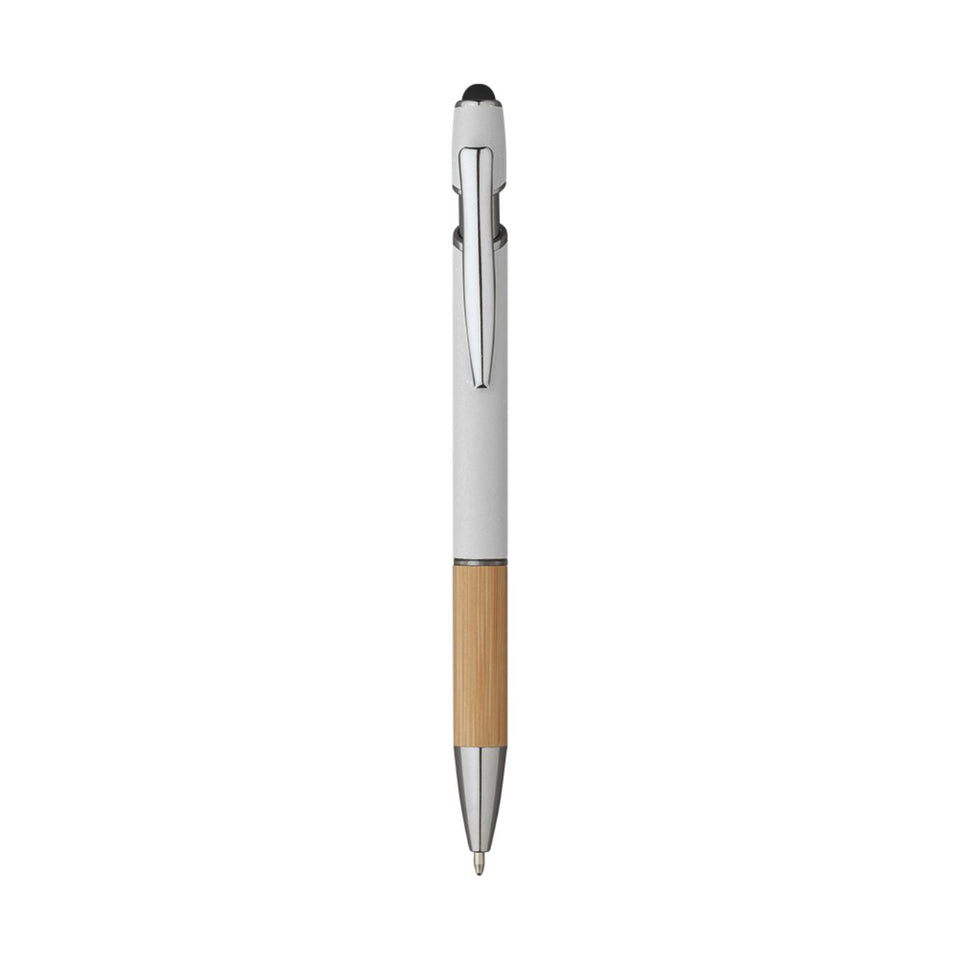 5698 Iris - Penna Sfera Soft Touch In Alluminio E Bamboo personalizzato con logo - Pubblienne