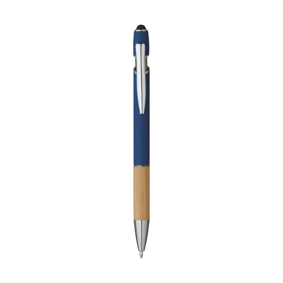 5698 Iris - Penna Sfera Soft Touch In Alluminio E Bamboo personalizzato con logo - Pubblienne