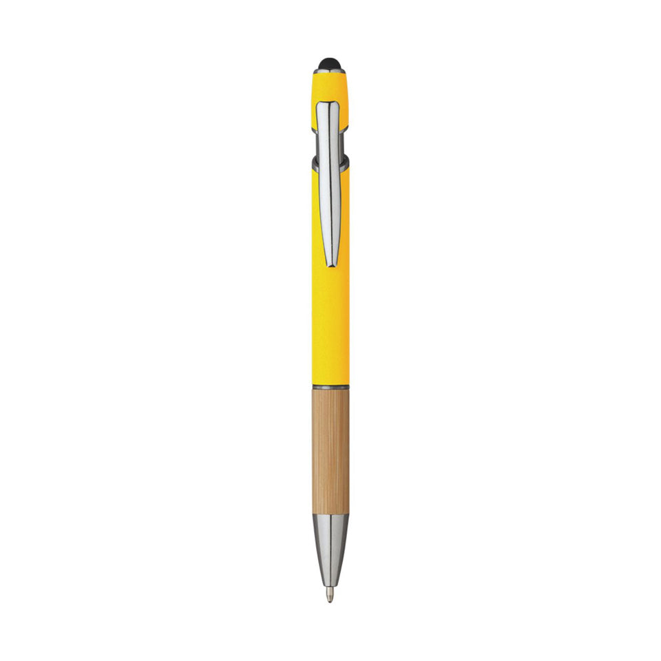 5698 Iris - Penna Sfera Soft Touch In Alluminio E Bamboo personalizzato con logo - Pubblienne