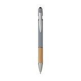 5698 Iris - Penna Sfera Soft Touch In Alluminio E Bamboo personalizzato con logo - Pubblienne