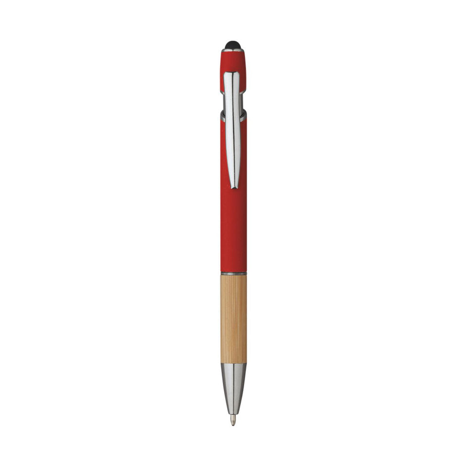 5698 Iris - Penna Sfera Soft Touch In Alluminio E Bamboo personalizzato con logo - Pubblienne