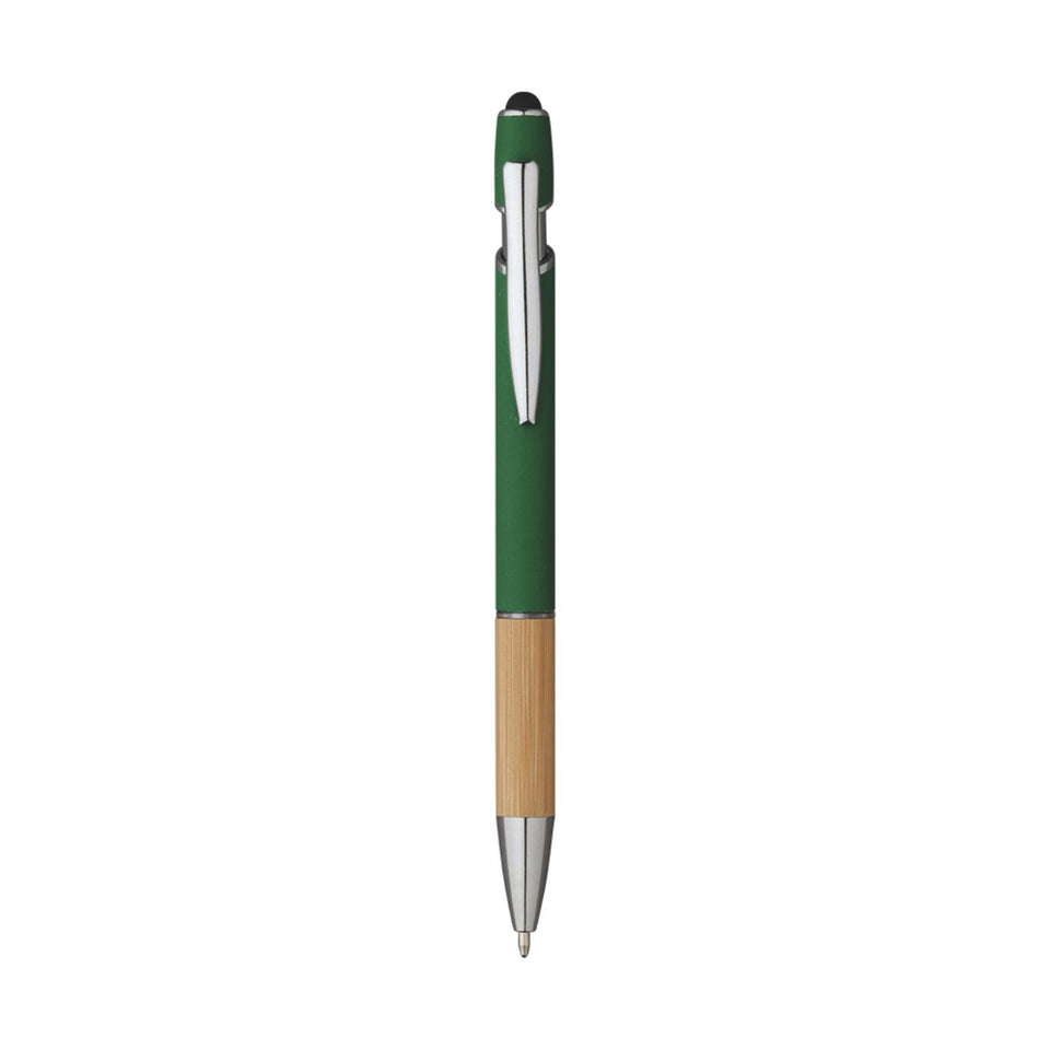 5698 Iris - Penna Sfera Soft Touch In Alluminio E Bamboo personalizzato con logo - Pubblienne