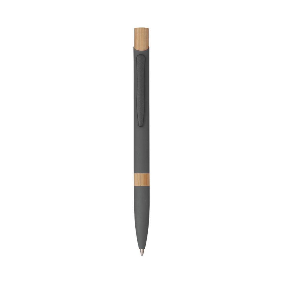 5699 Elia - Penna Sfera Soft Touch In Alluminio E Bamboo personalizzato con logo - Pubblienne