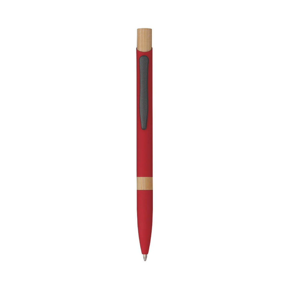 5699 Elia - Penna Sfera Soft Touch In Alluminio E Bamboo personalizzato con logo - Pubblienne