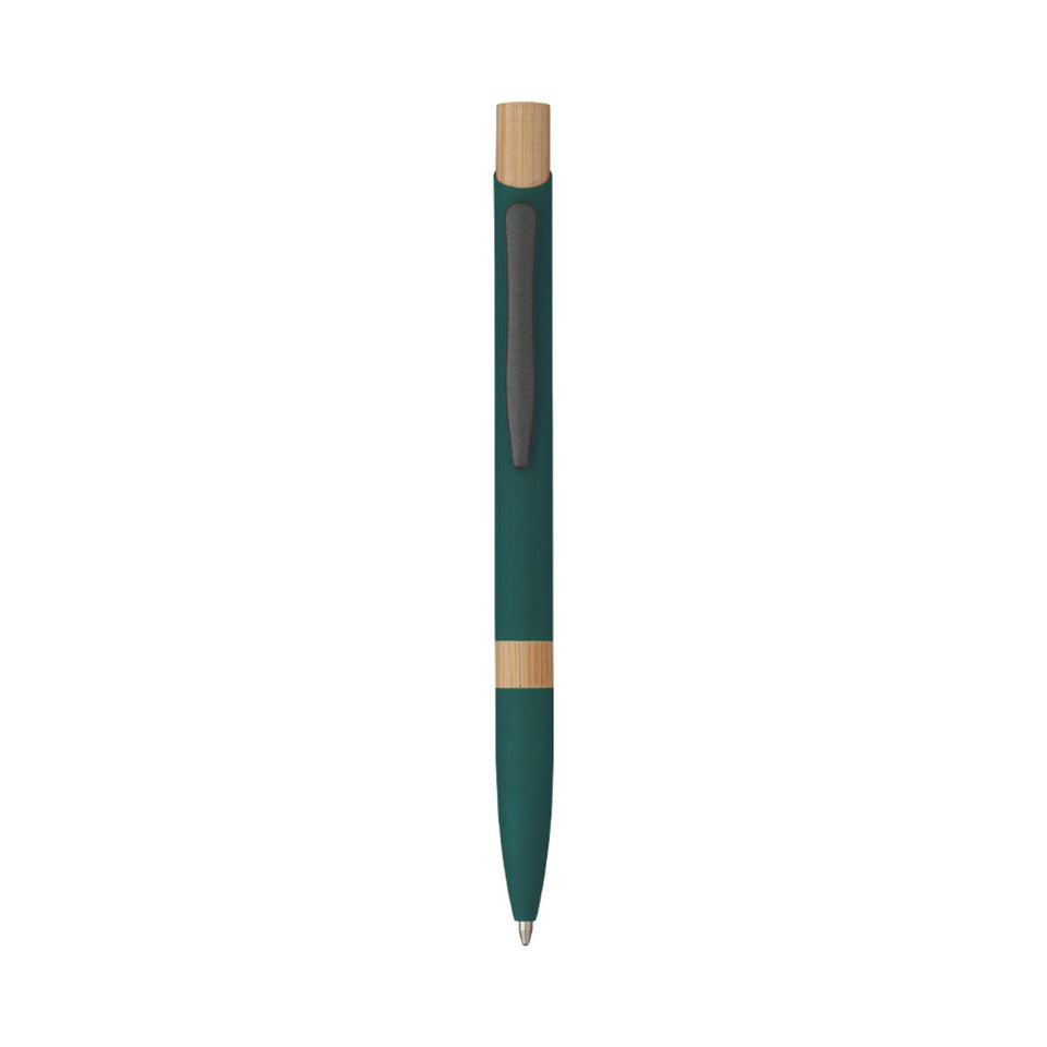 5699 Elia - Penna Sfera Soft Touch In Alluminio E Bamboo personalizzato con logo - Pubblienne