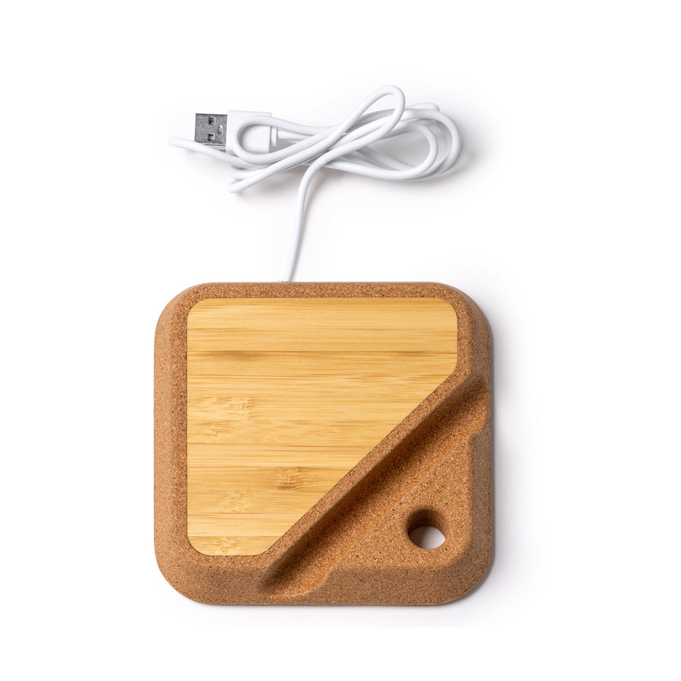 6055 Jacob - Caricabatteria In Sughero E Bamboo personalizzato con logo - Pubblienne