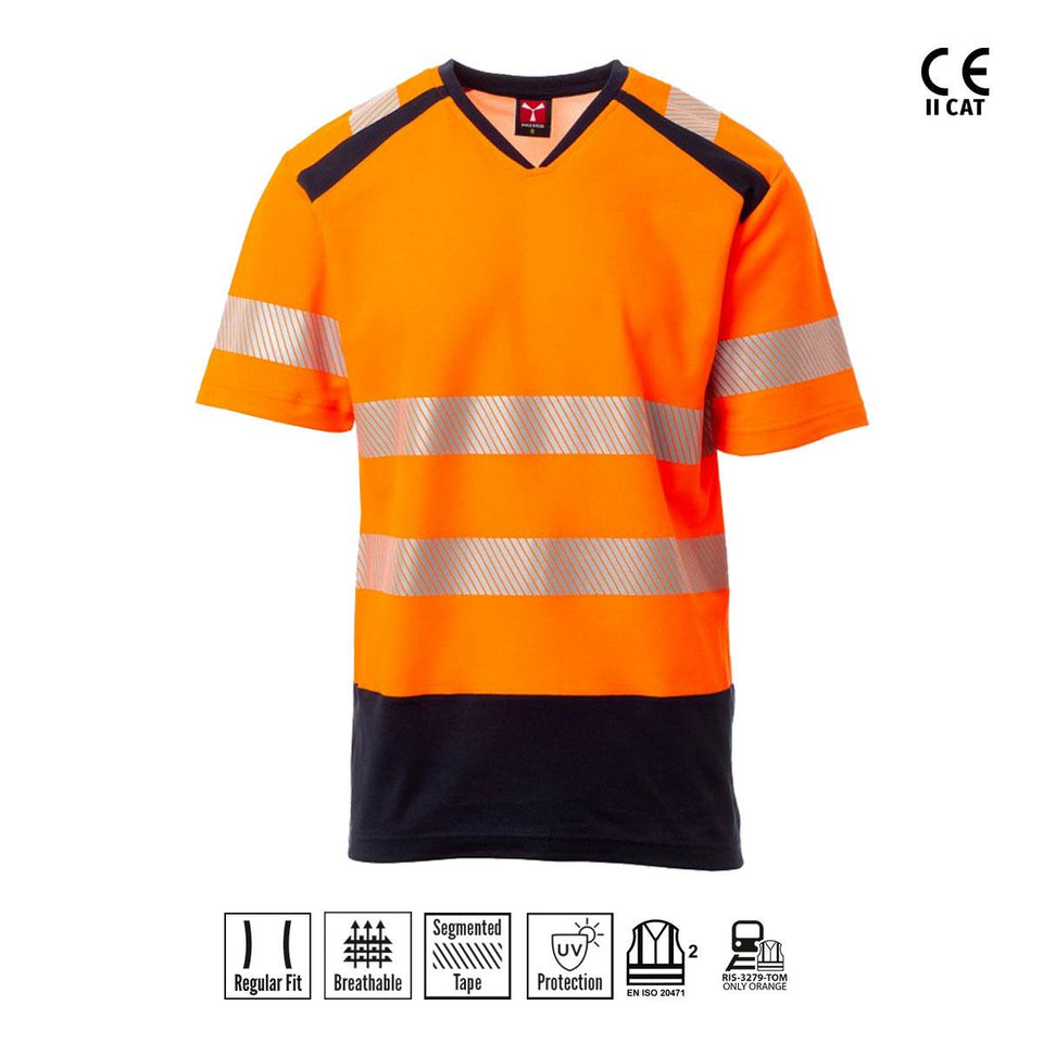 WAY T-SHIRT SCOLLO A V BICOLORE A/V PAYPER personalizzato con logo - Pubblienne