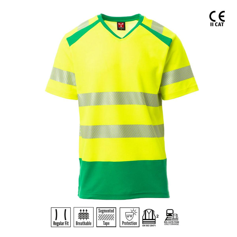 WAY T-SHIRT SCOLLO A V BICOLORE A/V PAYPER personalizzato con logo - Pubblienne