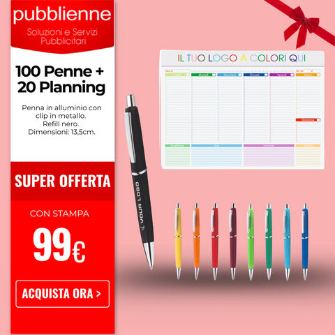 20 Planning + 100 Penne Personalizzate personalizzato con logo - Pubblienne