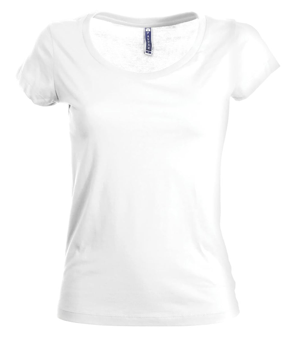 BACKFIRE T-SHIRT DONNA AMPIO GIROCOLLO PAYPER personalizzato con logo - Pubblienne