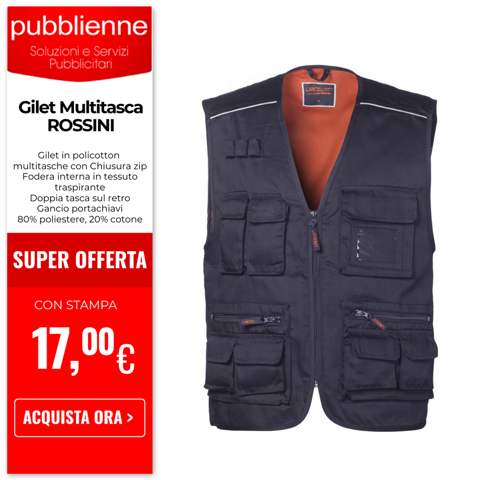 Gilet Multitasca ROSSINI personalizzato con logo - Pubblienne
