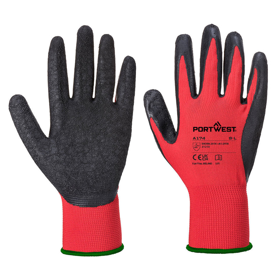 Guanto di lattice Flex Grip Portwest personalizzato con logo - Pubblienne