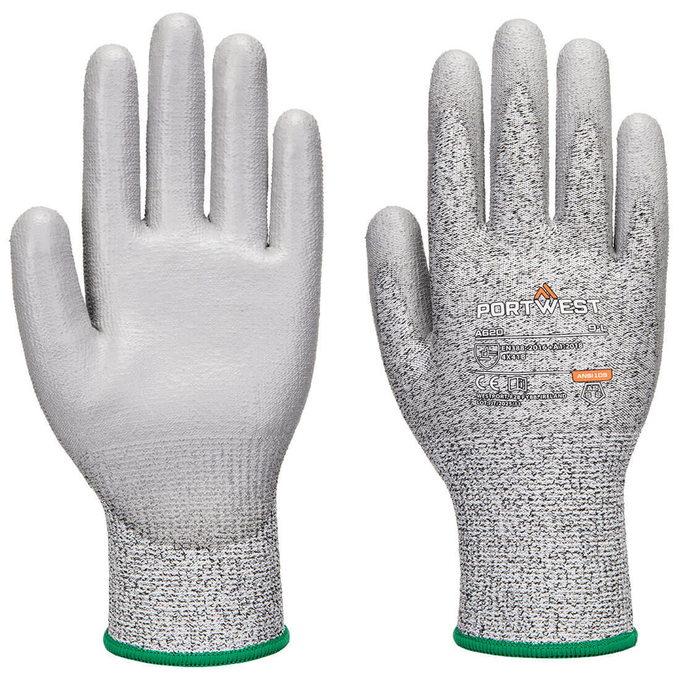 Guanto anti taglio LR con palmo in PU Portwest personalizzato con logo - Pubblienne