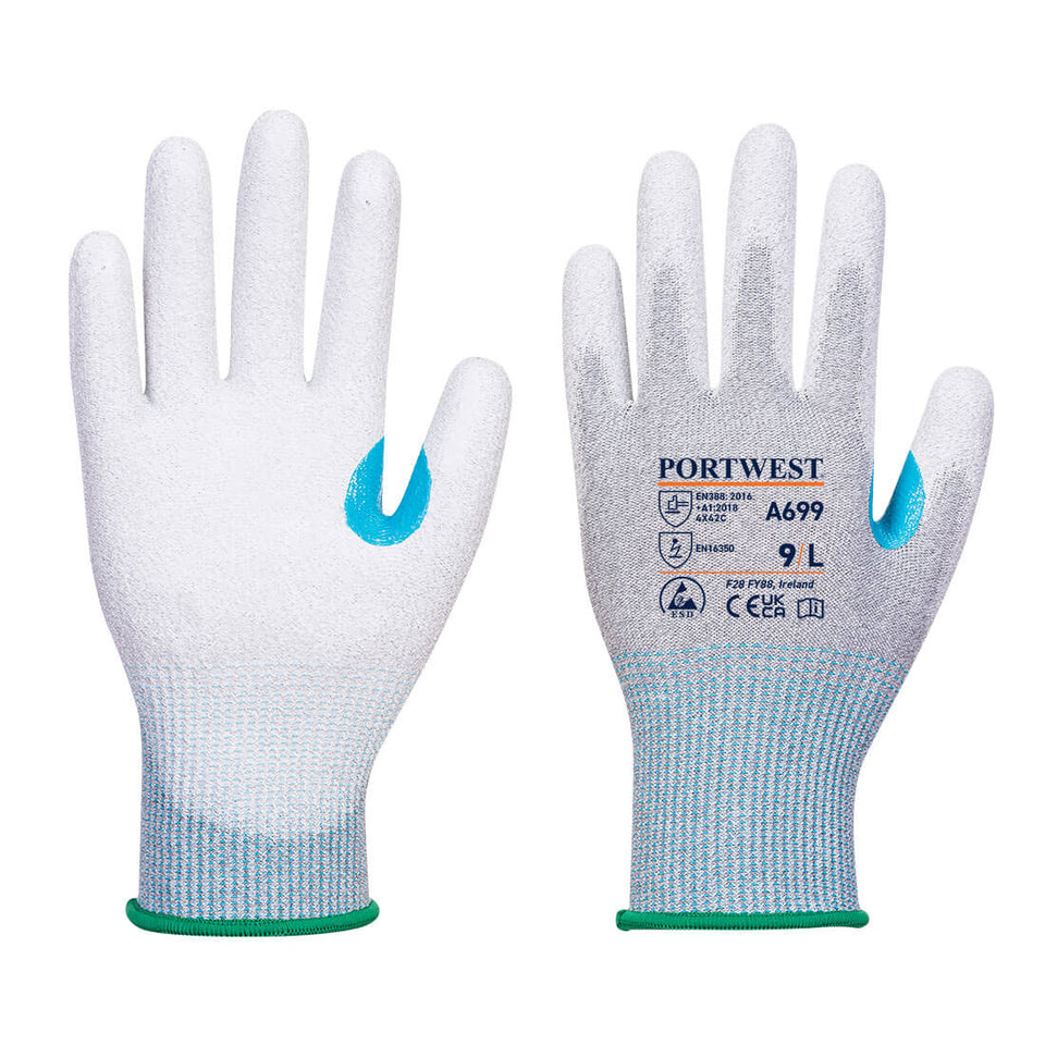 Guanto con palmo in PU MR13 ESD - confezione da 12 Portwest personalizzato con logo - Pubblienne