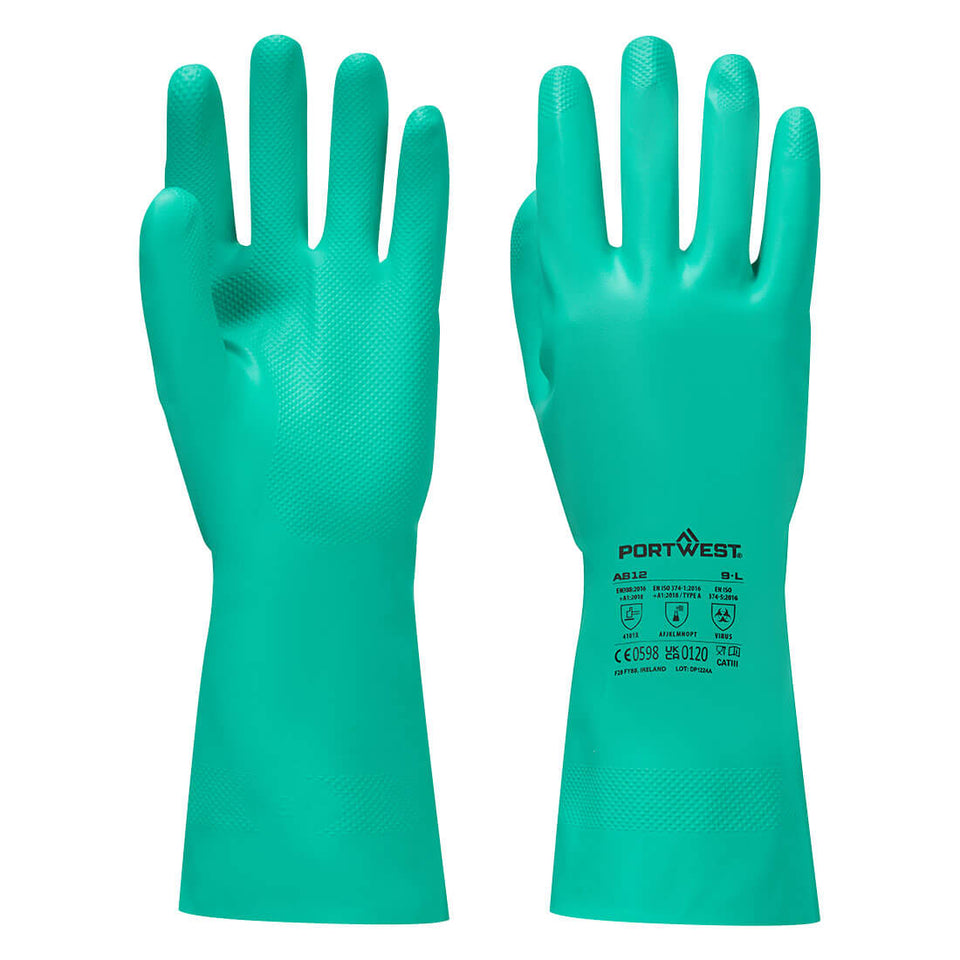 Guanto protezione chimica Nitrosafe Plus Portwest personalizzato con logo - Pubblienne