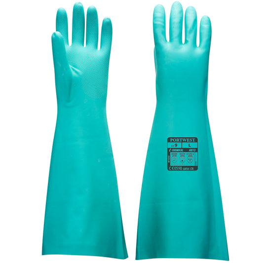 Guanti protezione in nitrile lunghezza extra Portwest personalizzato con logo - Pubblienne