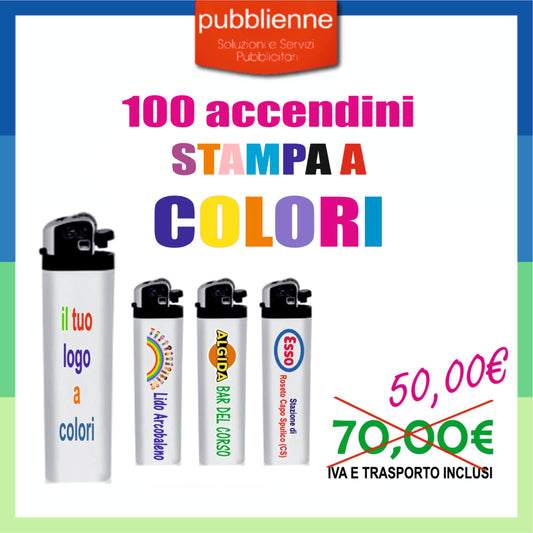 ACCENDINI BIANCHI STAMPA A COLORI personalizzato con logo - Pubblienne