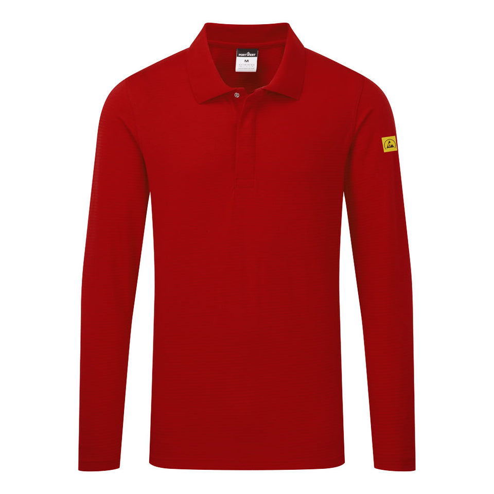 Polo antistatica ESD L/S Portwest personalizzato con logo - Pubblienne