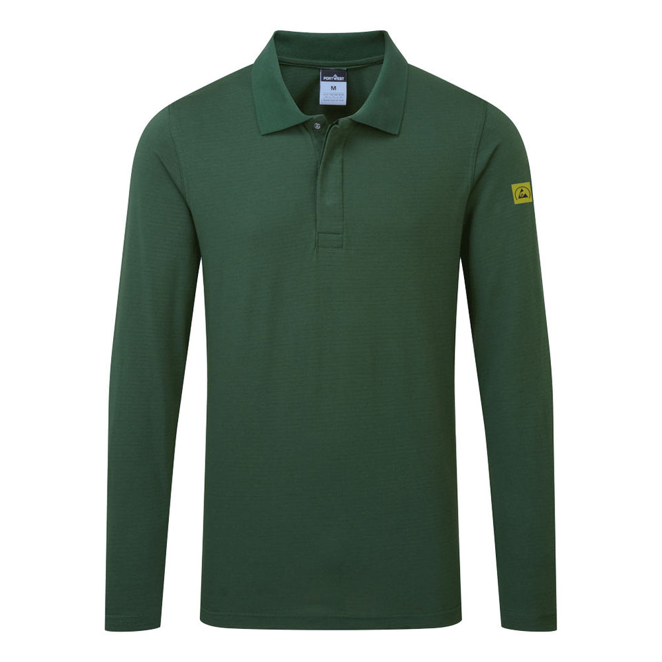 Polo antistatica ESD L/S Portwest personalizzato con logo - Pubblienne