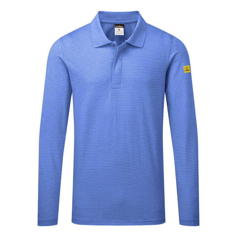 Polo antistatica ESD L/S Portwest personalizzato con logo - Pubblienne