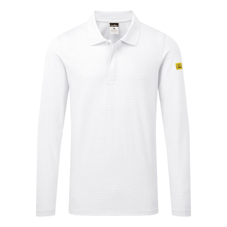 Polo antistatica ESD L/S Portwest personalizzato con logo - Pubblienne