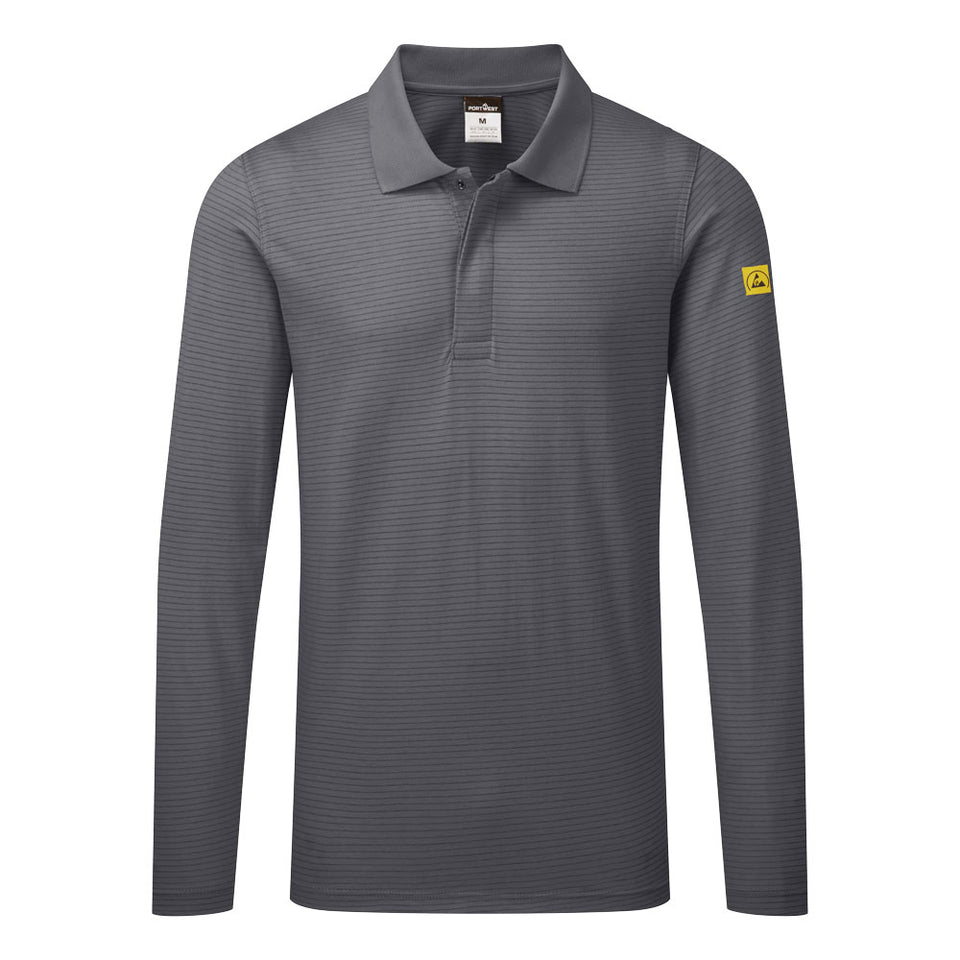 Polo antistatica ESD L/S Portwest personalizzato con logo - Pubblienne