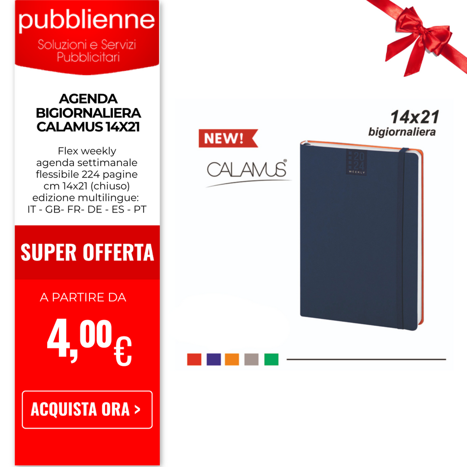 Agenda Bigiornaliera CALAMUS 14X21 personalizzato con logo - Pubblienne
