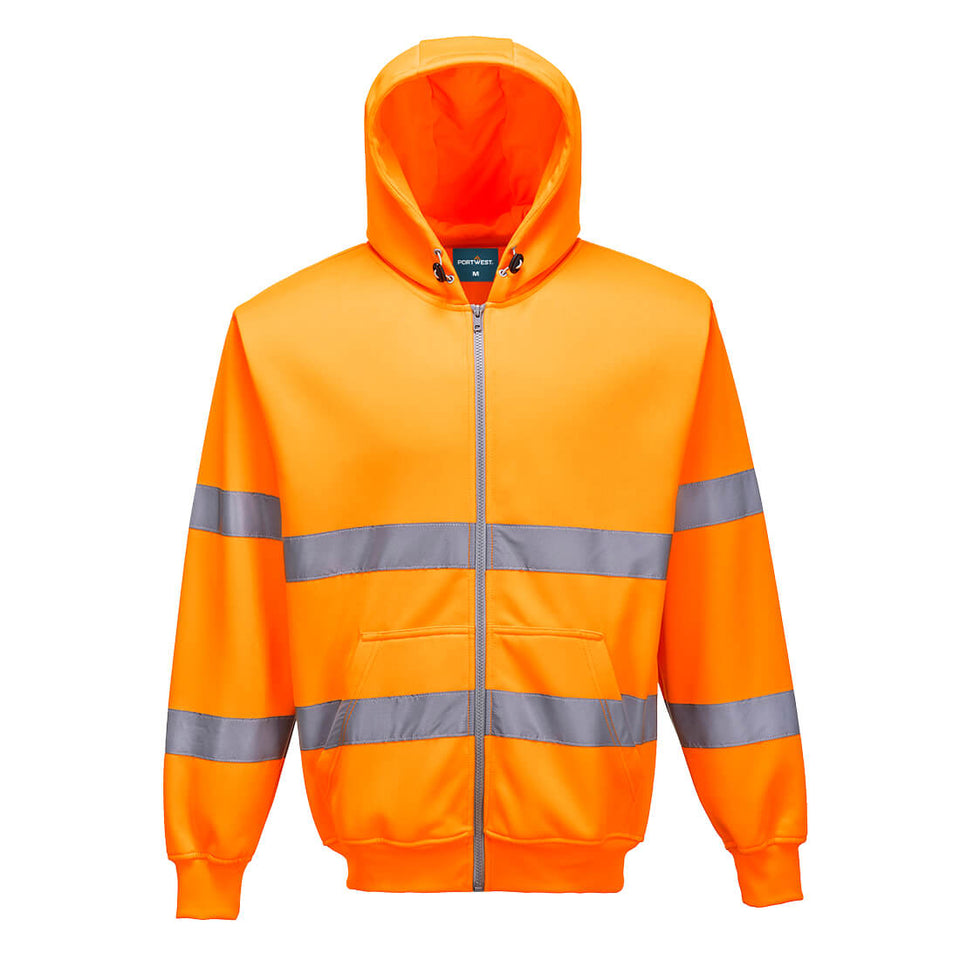 Felpa con cappuccio e zip intera Hi-Vis Portwest personalizzato con logo - Pubblienne