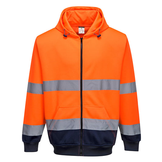 Felpa Bicolore con cappuccio e zip intera Hi-Vis Portwest personalizzato con logo - Pubblienne