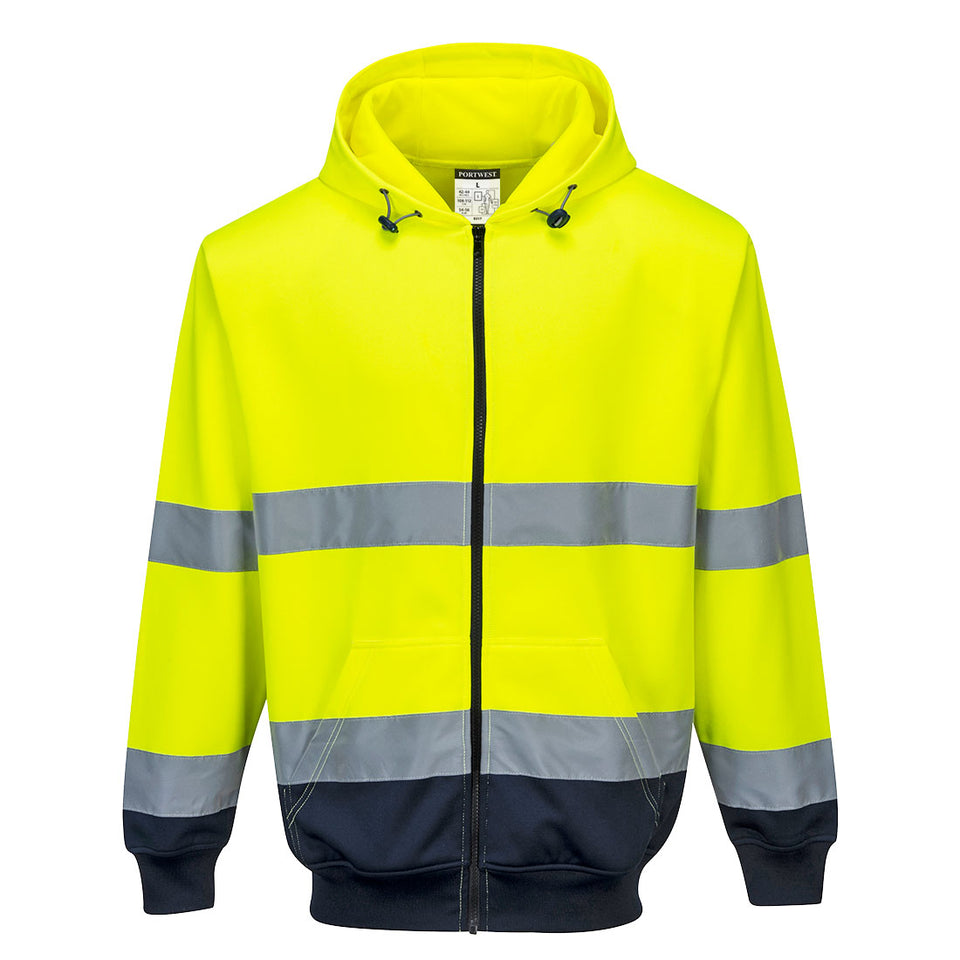 Felpa Bicolore con cappuccio e zip intera Hi-Vis Portwest personalizzato con logo - Pubblienne