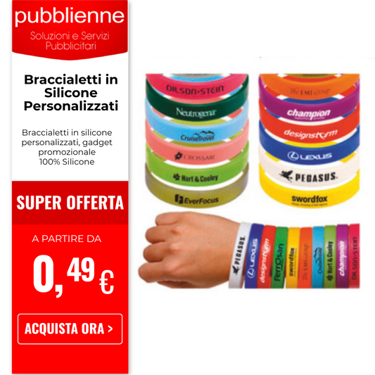 Braccialetti in Silicone Personalizzati personalizzato con logo - Pubblienne