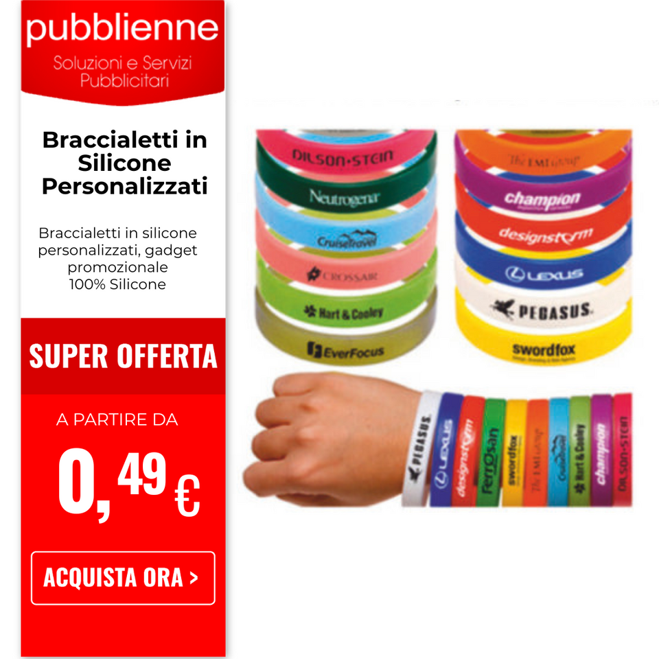 Braccialetti in Silicone Personalizzati personalizzato con logo - Pubblienne
