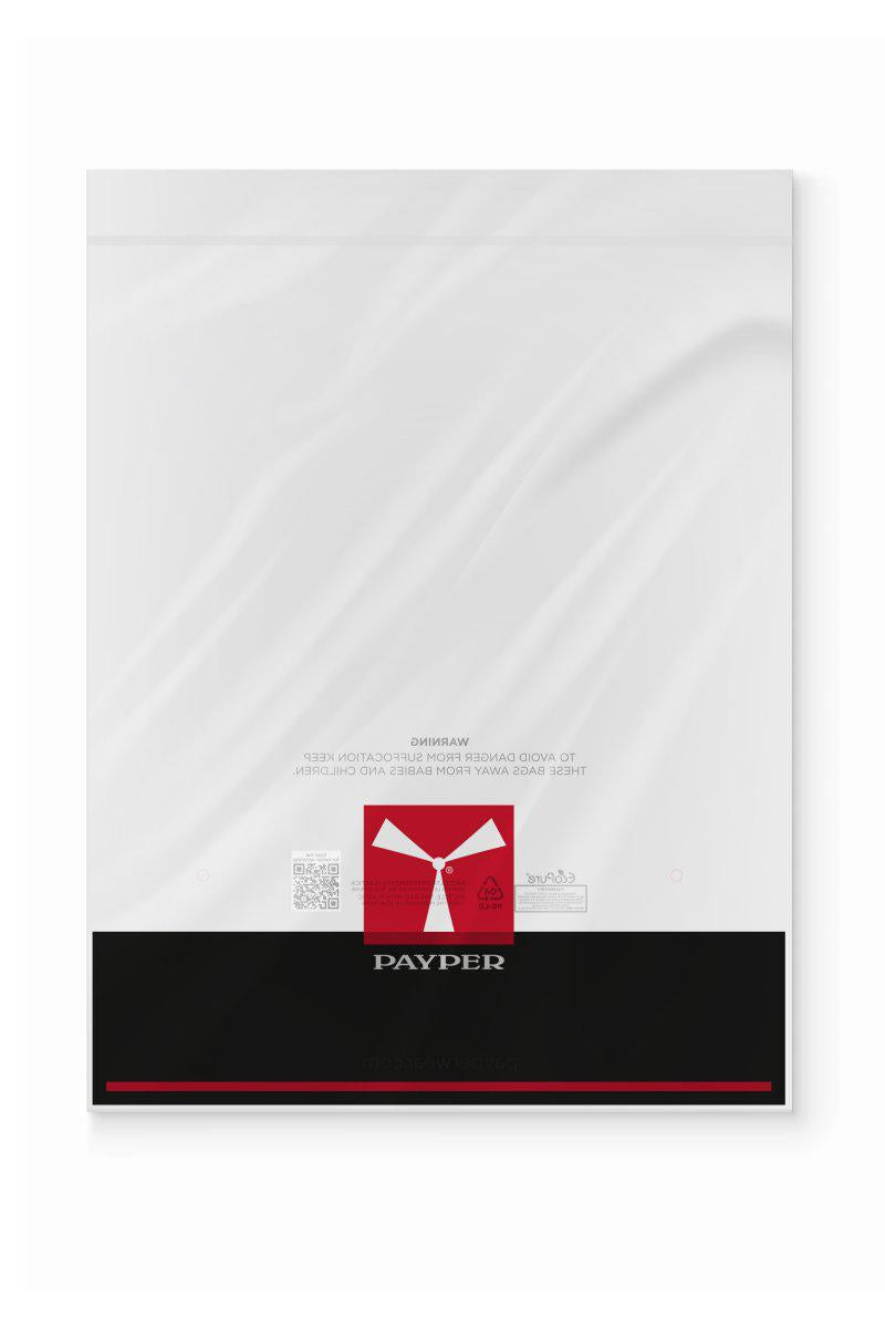 SCATOLA CON BUSTE TRASPARENTI 30 X 40 CON LOGO PAYPER personalizzato con logo - Pubblienne