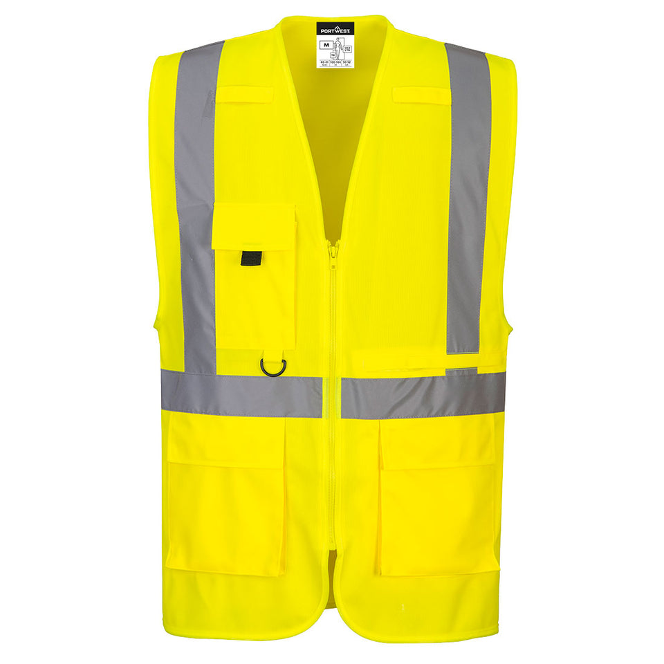 Gilet Executive ad alta visibilità con tasca per tablet Portwest personalizzato con logo - Pubblienne