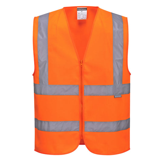 Gilet una banda orizzontale e due verticali Hi-Vis Portwest personalizzato con logo - Pubblienne