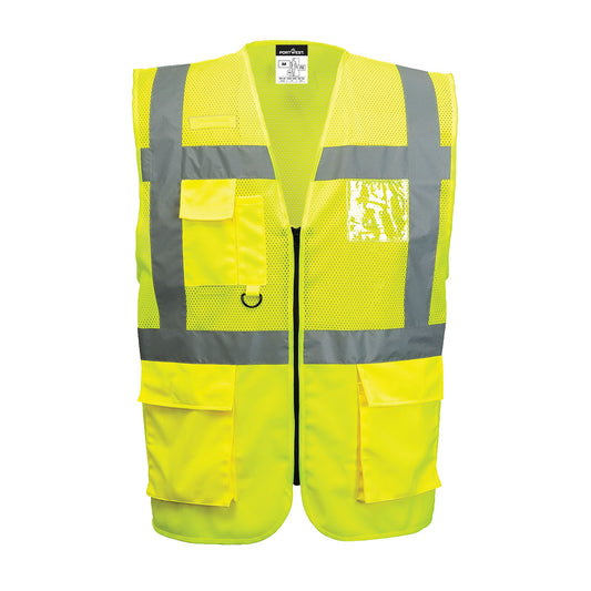 Gilet Executive Madrid Mesh Hi-Vis Portwest personalizzato con logo - Pubblienne