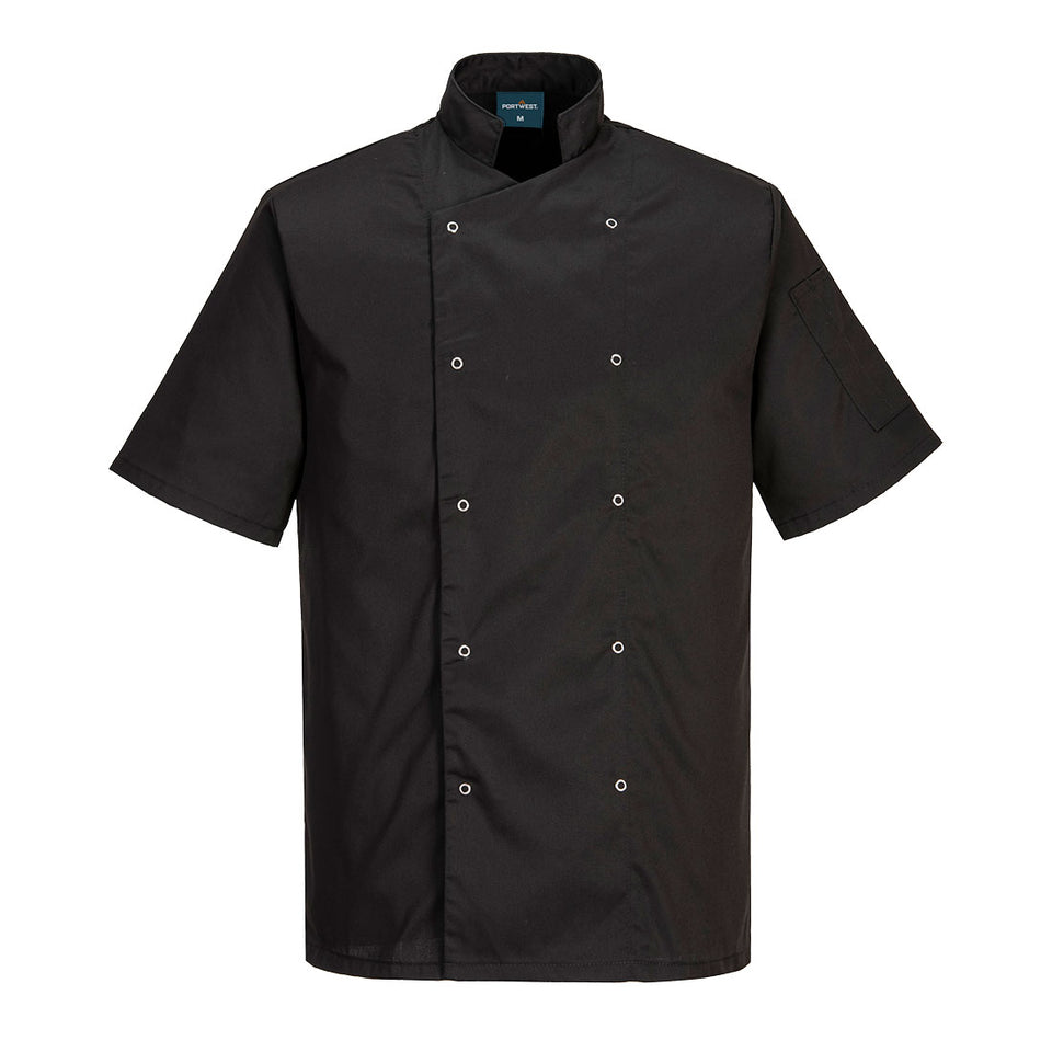 Giacca Cumbria da chef S/S Portwest personalizzato con logo - Pubblienne