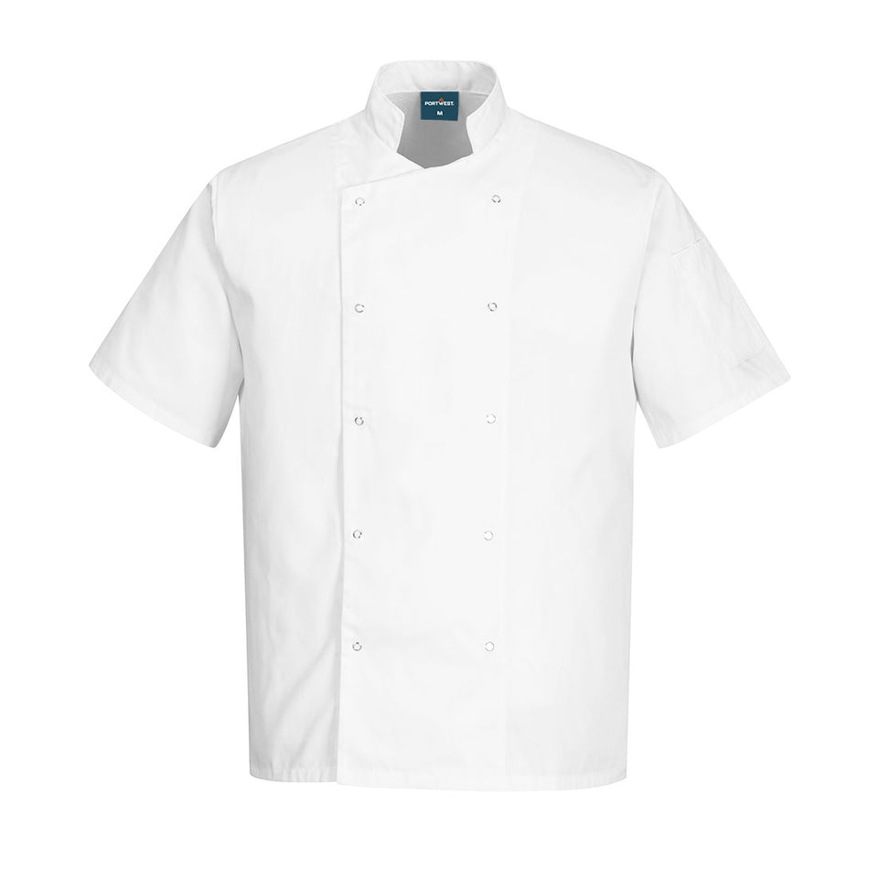 Giacca Cumbria da chef S/S Portwest personalizzato con logo - Pubblienne